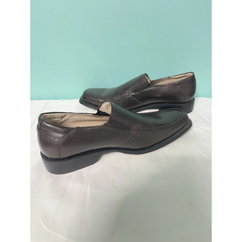 Bass & Co. Men's Slip On Sutton Oxford Leather Shoe Mahogany Brown Size 12 S-445